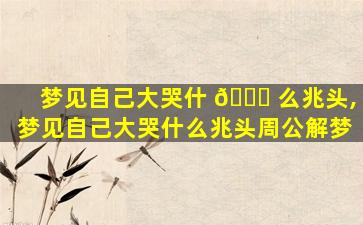 梦见自己大哭什 🍀 么兆头,梦见自己大哭什么兆头周公解梦
